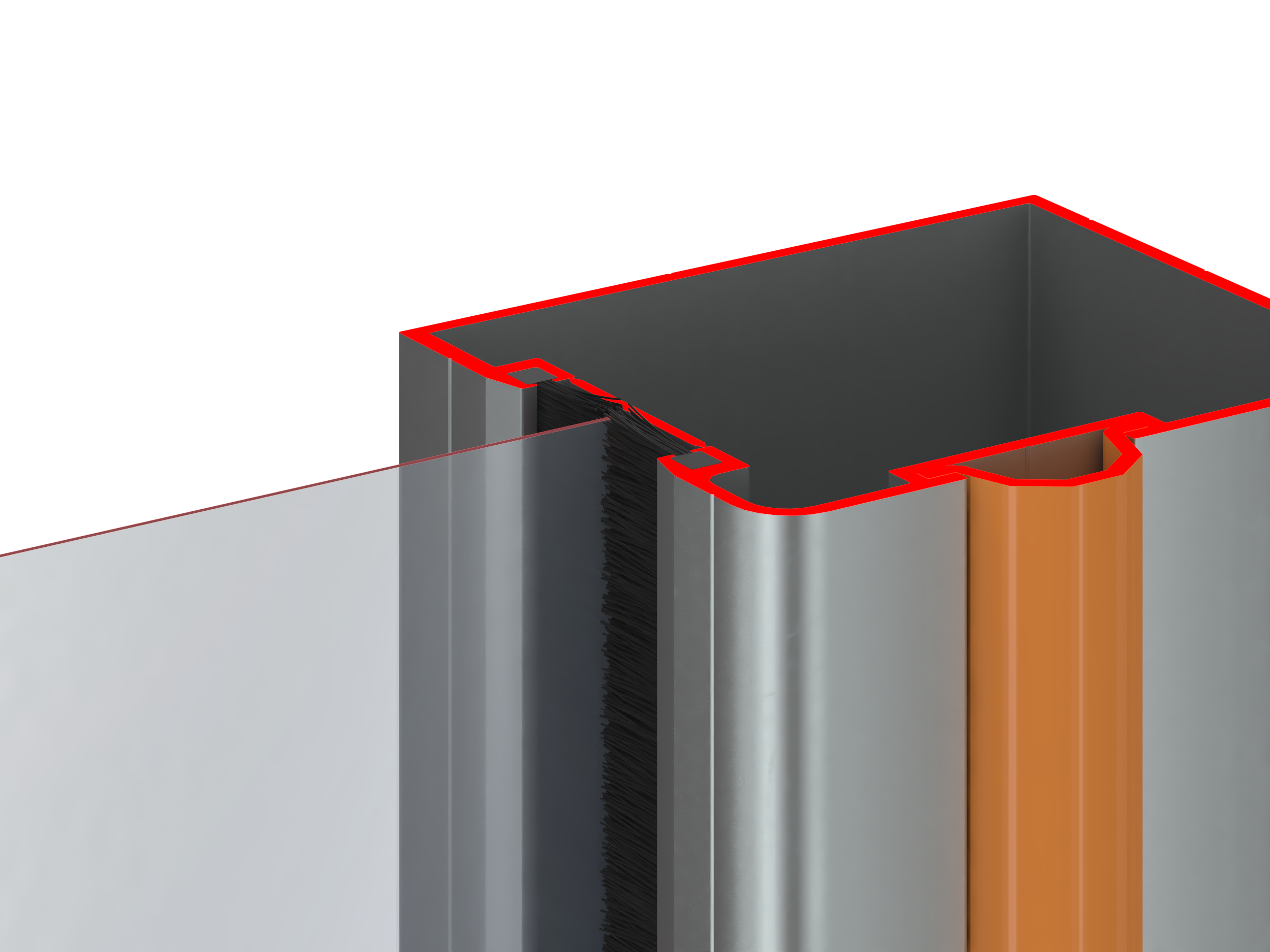 Yon ustunlardagi cho'tkali muhrlar harakatning silliqligini ta'minlaydi va zarur izolyatsiyani yaratadi.